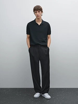100% cotton knit polo collar sweater
