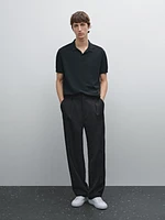 100% cotton knit polo collar sweater