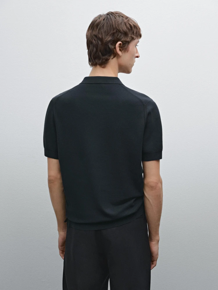 100% cotton knit polo collar sweater