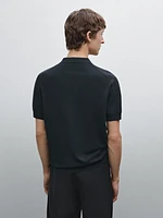 100% cotton knit polo collar sweater