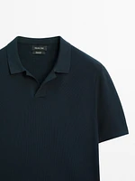 100% cotton knit polo collar sweater