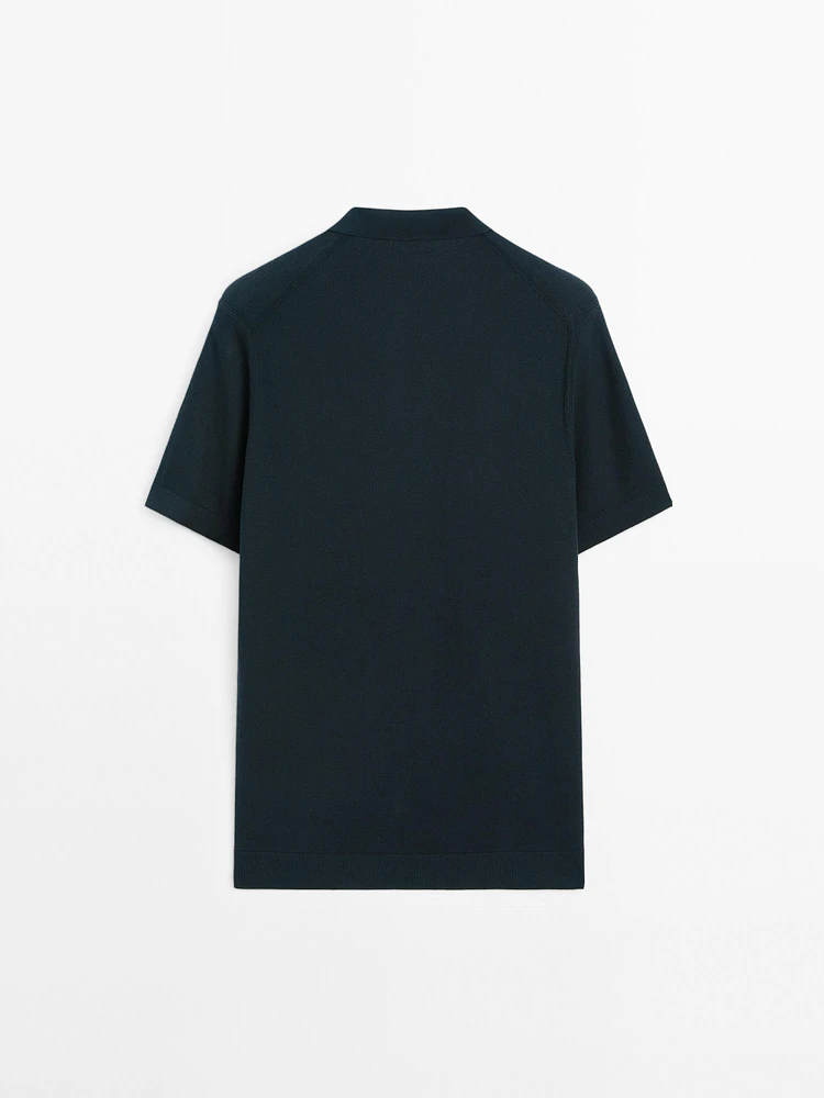100% cotton knit polo collar sweater