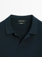 100% cotton knit polo collar sweater