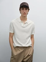 100% cotton knit polo collar sweater