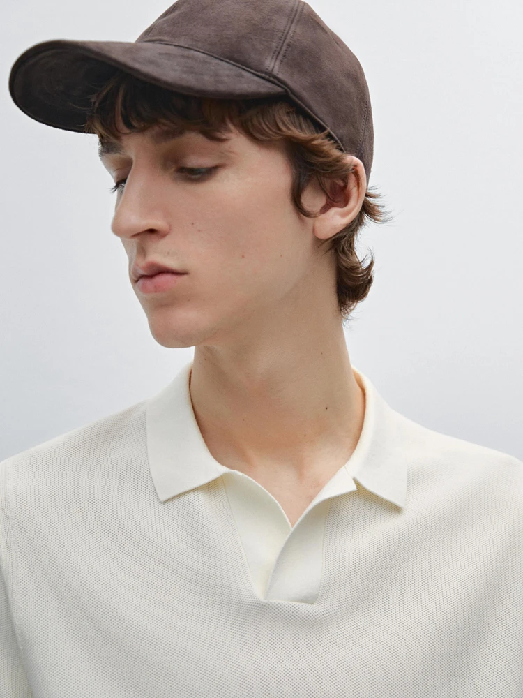 100% cotton knit polo collar sweater