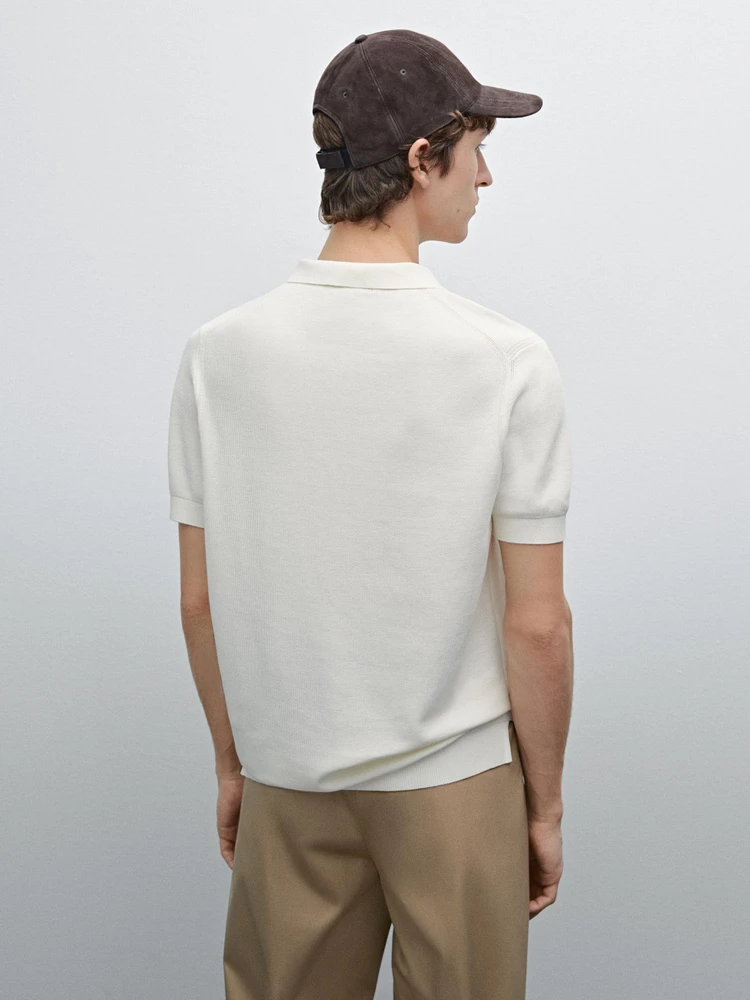 100% cotton knit polo collar sweater