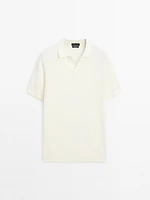 100% cotton knit polo collar sweater