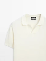 100% cotton knit polo collar sweater