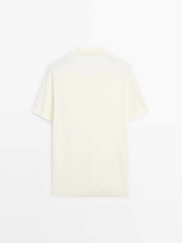 100% cotton knit polo collar sweater