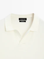 100% cotton knit polo collar sweater