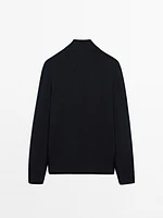 Mock neck knit sweater with zip