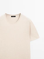 Cotton blend knit short sleeve sweater