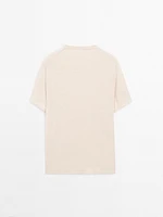 Cotton blend knit short sleeve sweater