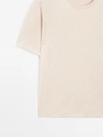 Cotton blend knit short sleeve sweater
