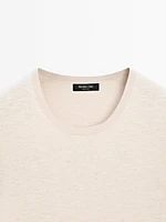 Cotton blend knit short sleeve sweater