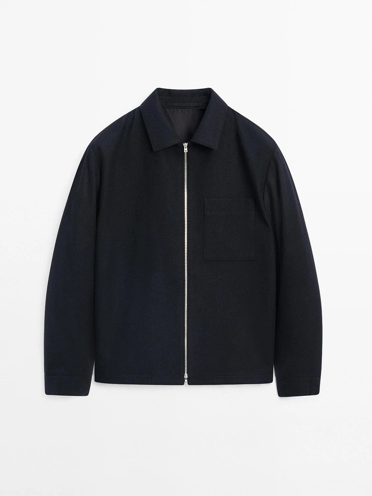 Wool-blend zip-up jacket