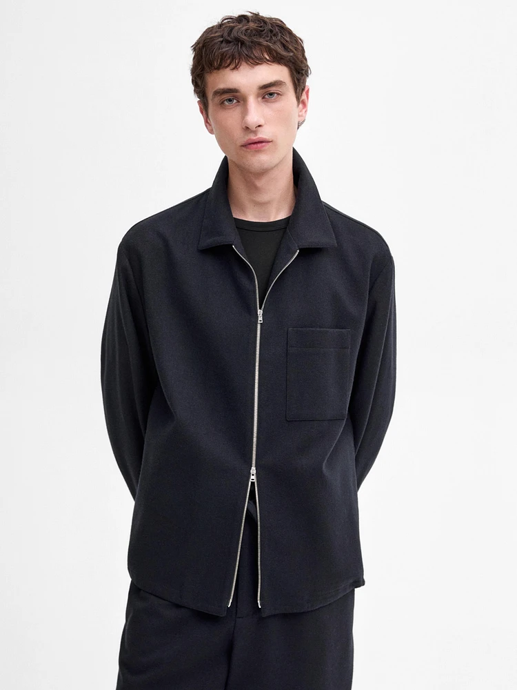 Wool-blend zip-up jacket