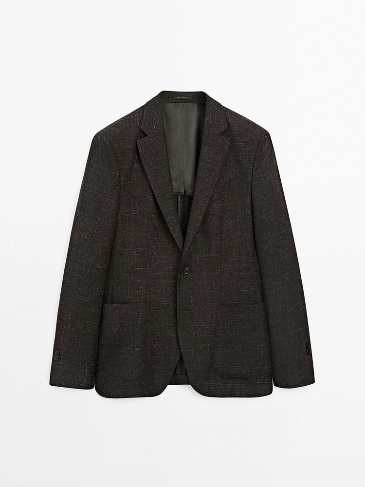 Wool blend smart blazer