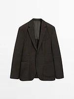 Wool blend smart blazer