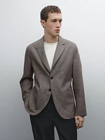 Textured linen blend blazer