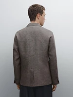 Textured linen blend blazer