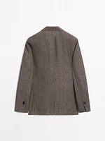 Textured linen blend blazer