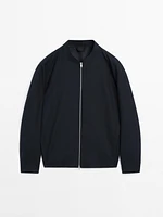 Veste bomber en serge de laine mélangée