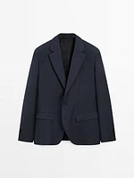 Wool blend suit blazer