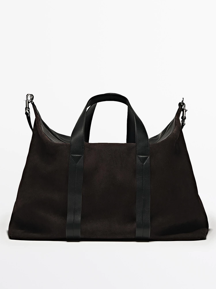 Sac Boxer duffle en croûte de cuir