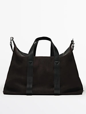 Split suede boxer duffle bag