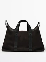 Split suede boxer duffle bag