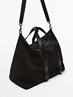 Split suede boxer duffle bag