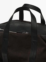 Split suede boxer duffle bag