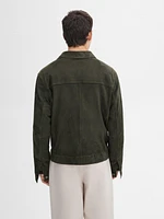 Suede leather jacket with flap pockets