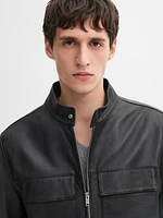 Nappa leather jacket with pockets