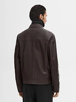 Blouson avec poches en cuir nappa