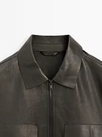 Short nappa leather jacket