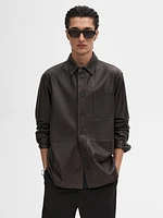 Nappa leather shirt with chest pocket