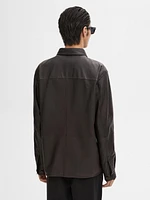 Nappa leather shirt with chest pocket