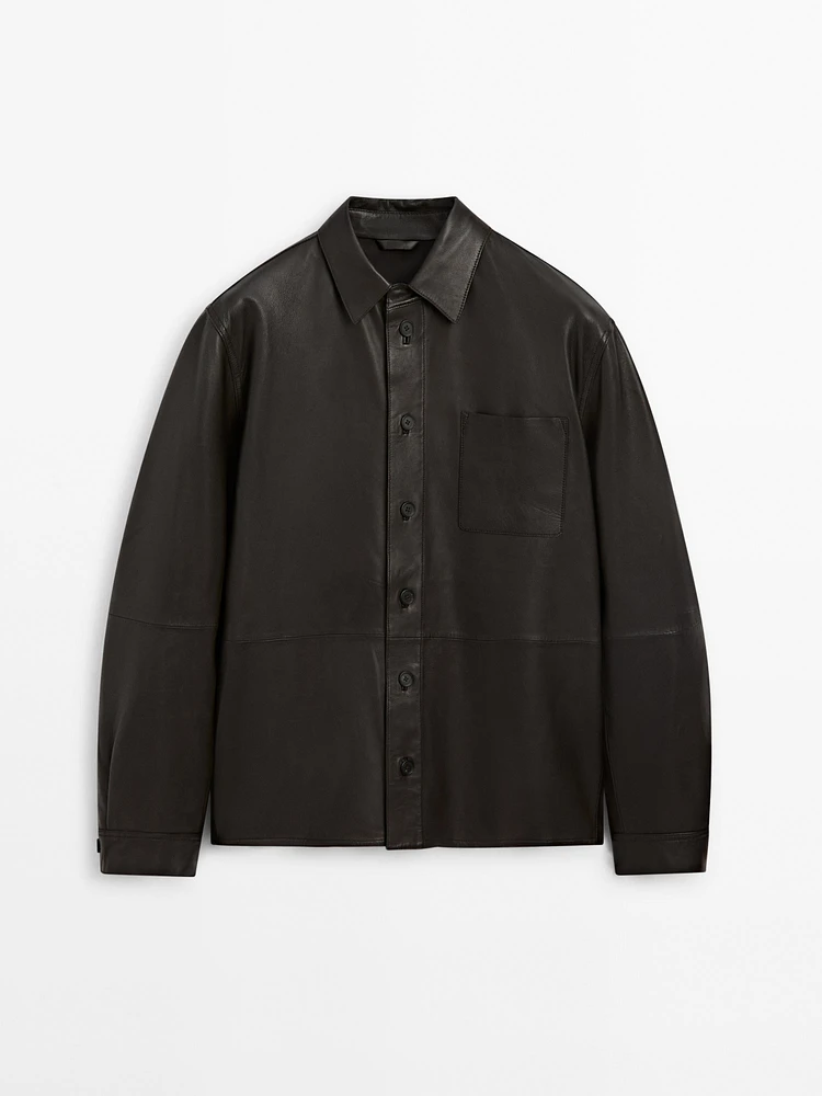 Nappa leather shirt with chest pocket