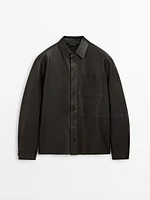 Nappa leather shirt with chest pocket