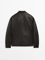 Nappa leather shirt with chest pocket