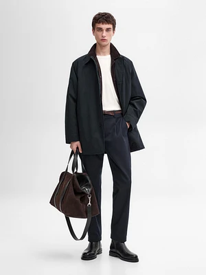 Short cotton blend trench coat