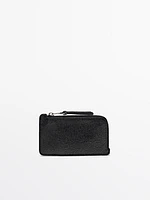 Nappa leather zipped card holder