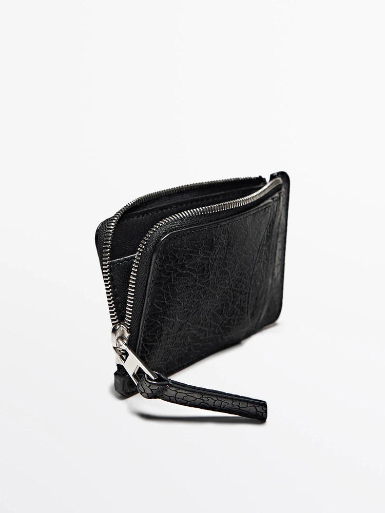 Nappa leather zipped card holder