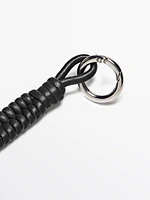 Nappa leather charm key ring with knots