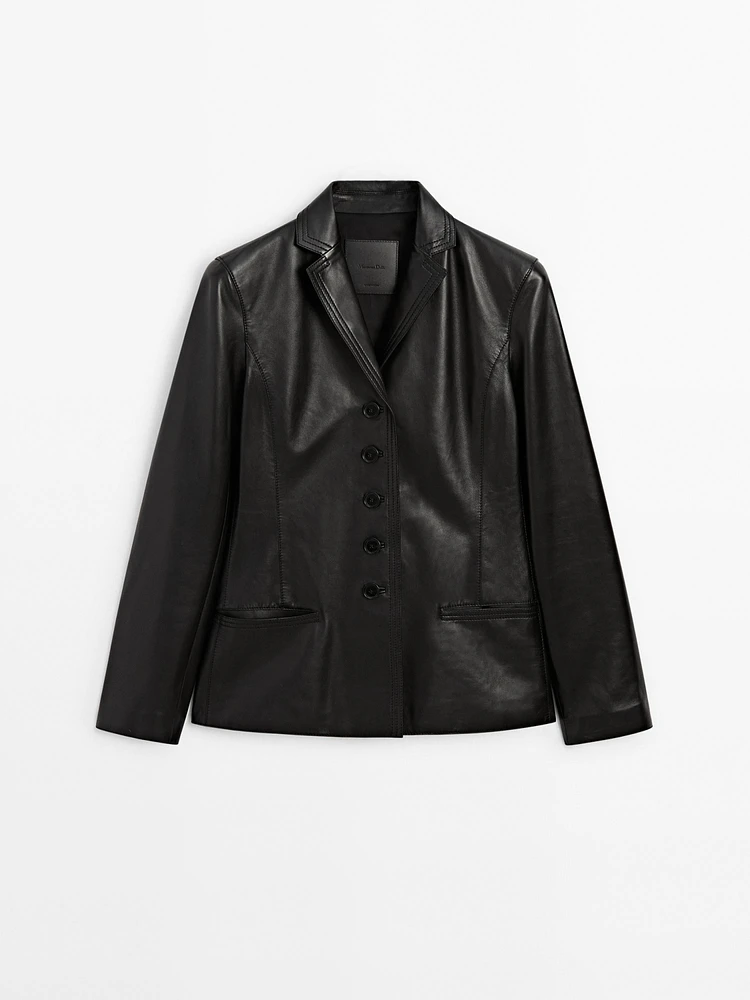 Blazer cintré en cuir nappa