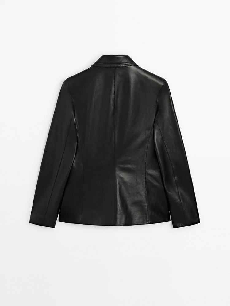 Blazer cintré en cuir nappa