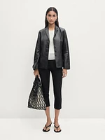 Fitted nappa leather blazer