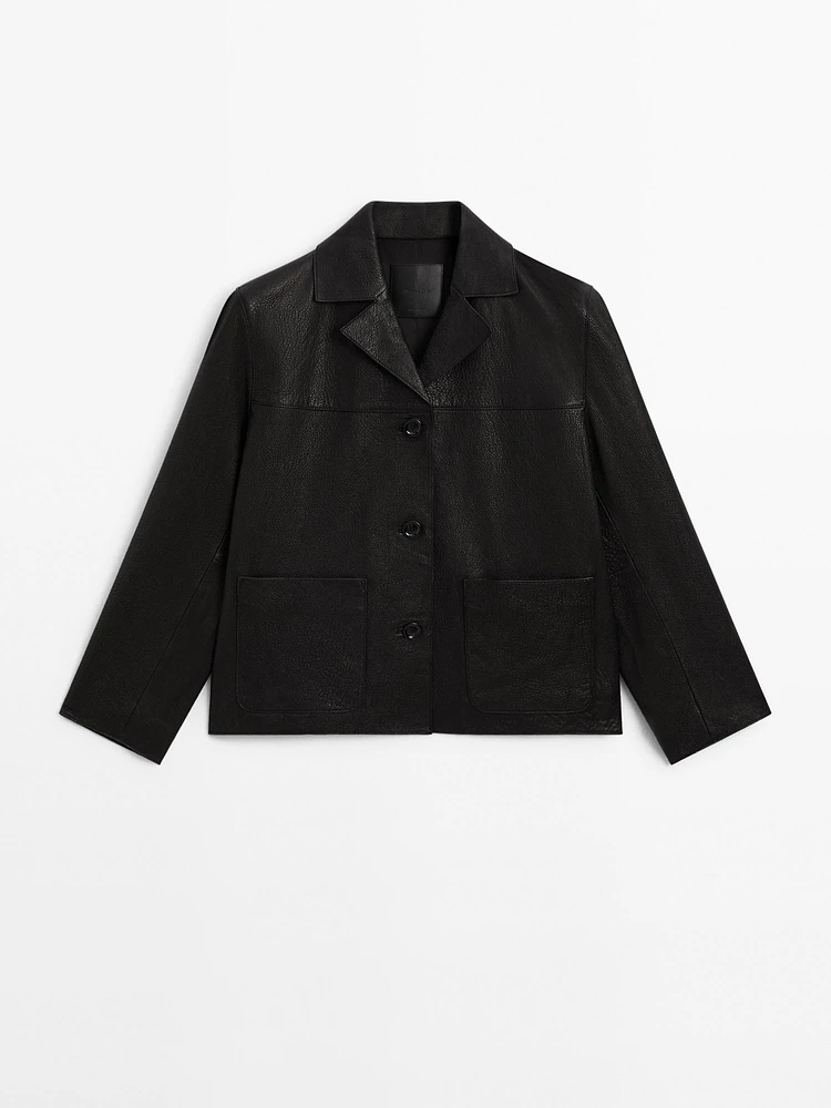 Veste texturée en cuir nappa